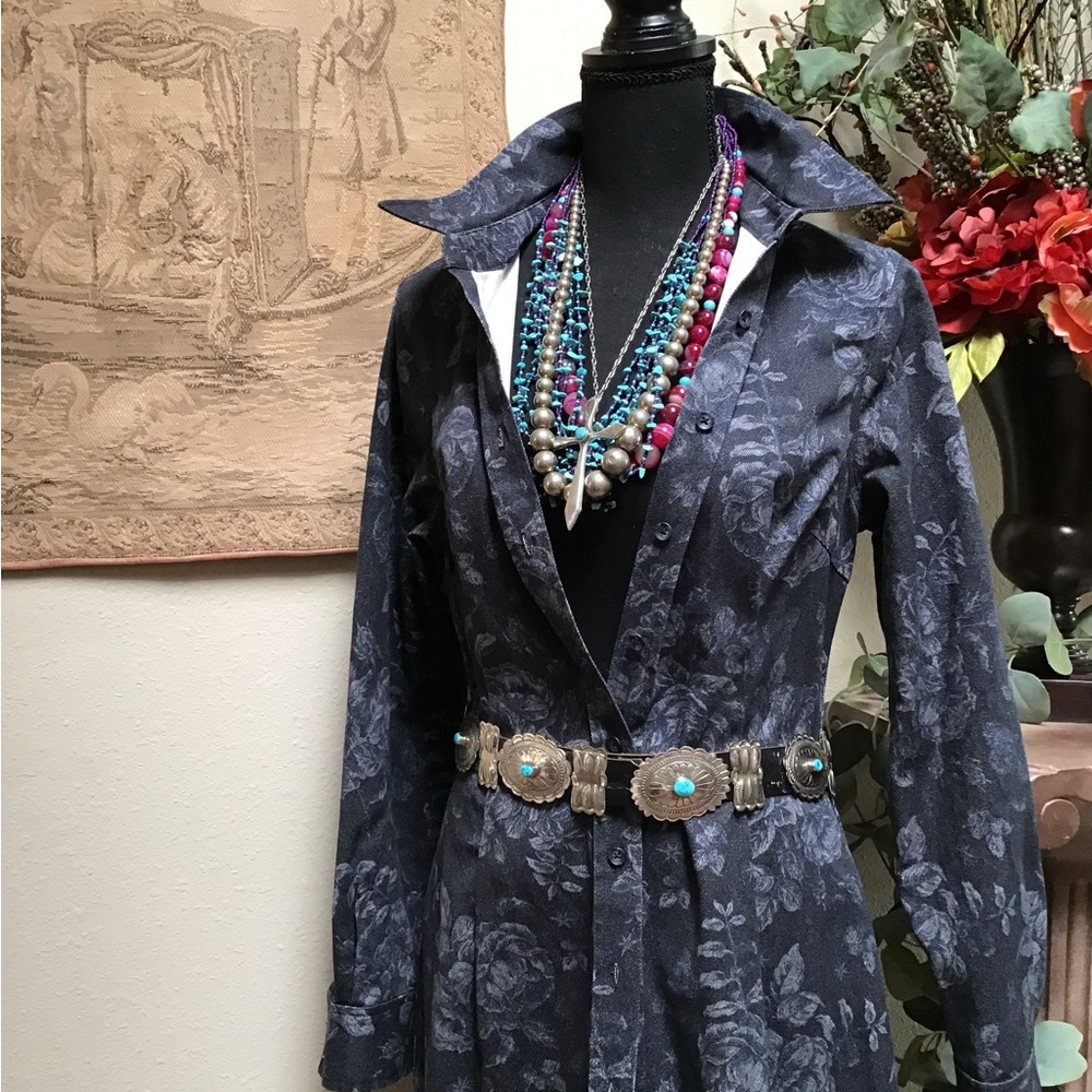 Lela Rose Floral Patterned Denim Women's Dress/Coat